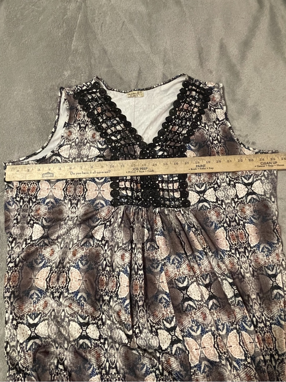 ONE WORLD Women's 3X Plus Embellished Boho Beaded Sleeveless Printed Maxi Dress - Picture 11 of 12
